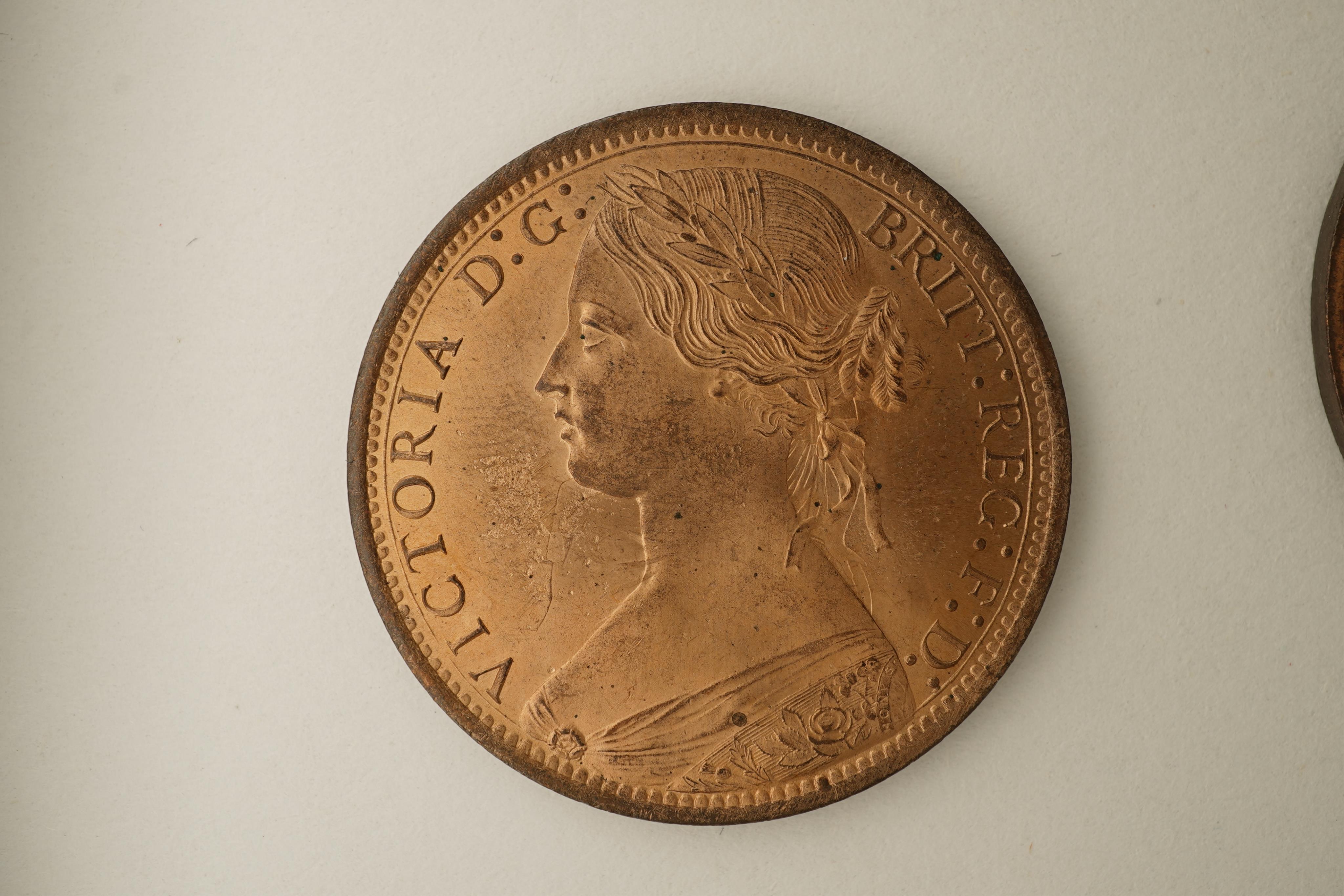 British coins, Victoria, three bronze pennies; 1872, Fr. 62, Gouby dies J/g, about EF, some lustre, 1873, Fr. 64, Gouby dies J/g, rim wear, die clash to Victoria’s neck, otherwise good EF, crisp reverse, much lustre, 187